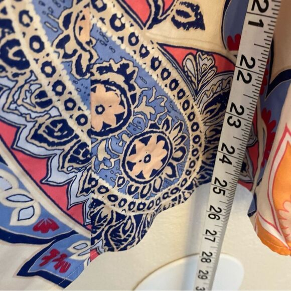 Chicos No-Iron Sateen colorful Western Paisley button down blouse top 3 US16/18 - Picture 4 of 9